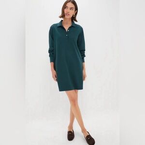 Tuckernuck June Bug Pique Frances Polo Dress Medium Longsleeve Green New